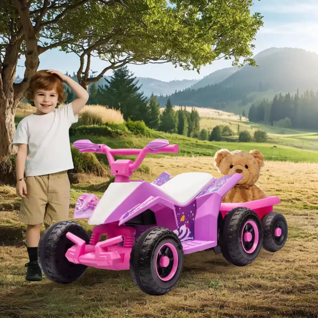 6V Battery Powered Kids Electric Vehicle, Kids Ride On ATV, 4 Wheeler Quad W Headlights, MP3, USB, Volume Control, Large Seat, Electric Ride On Toys Best Gifts For Age 3 - 6 Years Old - 9 Boss Studio Mp3 store