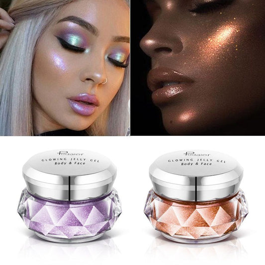 Face Highlighter Jelly Gel Mermaid Eyeshadow Glow Body Glitter Festival Makeup Iluminador Gold Liquid Highlighter Bronzer - 9 Boss Studio Mp3 store