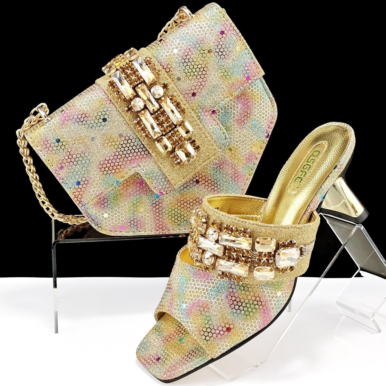 Women's Shoes And Bags Suit Camouflage Fabric Drill Buckle Decorative Casual High Heel Slippers - 9 Boss Studio Mp3 store
