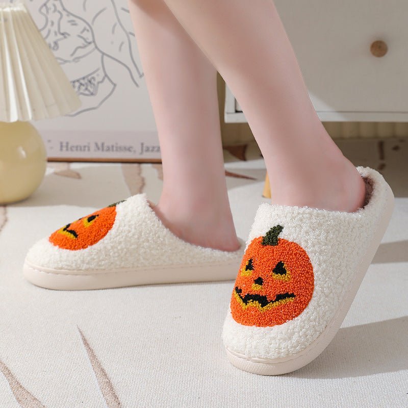 Halloween Pumpkin Cartoon Slippers Warm Winter Slippers Men And Women Couples Indoor House Shoes - 9 Boss Studio Mp3 store