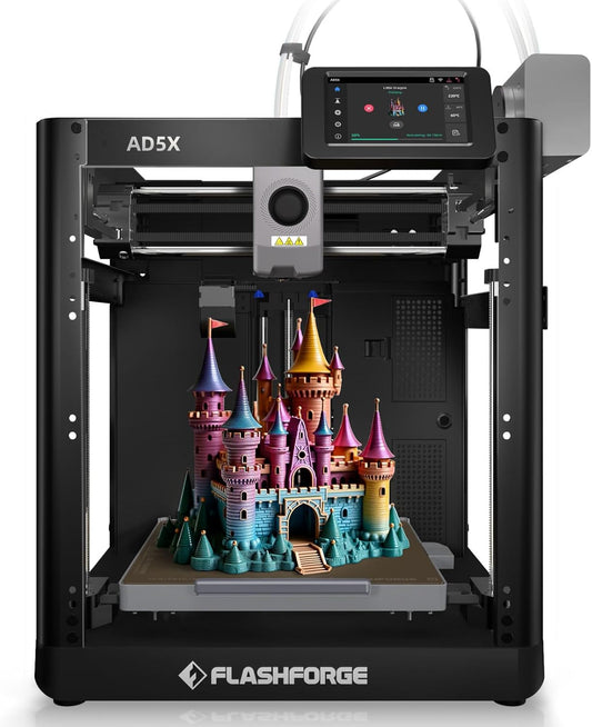 FLASHFORGE AD5X Multi - Color 3D Printer with IFS, 600mm/s High Speed, 300°C High Temp Direct Extruder, Fully Auto Leveling, All Metal CoreXY,4 - Color Printing for PLA - CF,PETG - CF, 220x220x220mm - 9 Boss Studio Mp3 store