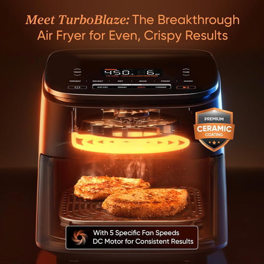 Cosori 9 - in - 1 TurboBlaze Air Fryer 6 Qt, Premium Ceramic Coating, 90°–450°F, Precise Heating for Even Results, Air Fry, Roast, Bake, Broil, Dry, Frozen, Proof, Reheat, Keep Warm, 120V - 9 Boss Studio Mp3 store