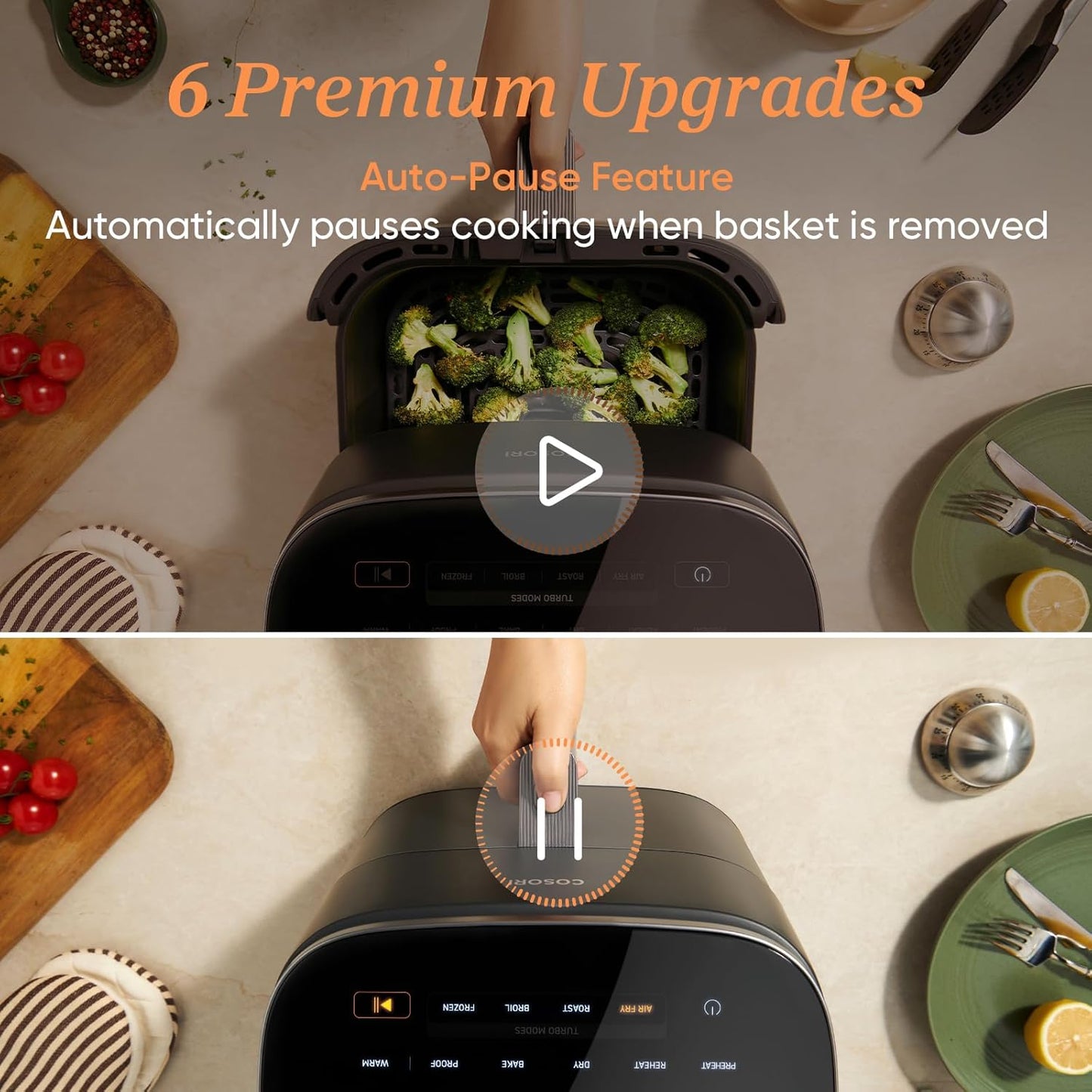 Cosori 9 - in - 1 TurboBlaze Air Fryer 6 Qt, Premium Ceramic Coating, 90°–450°F, Precise Heating for Even Results, Air Fry, Roast, Bake, Broil, Dry, Frozen, Proof, Reheat, Keep Warm, 120V - 9 Boss Studio Mp3 store