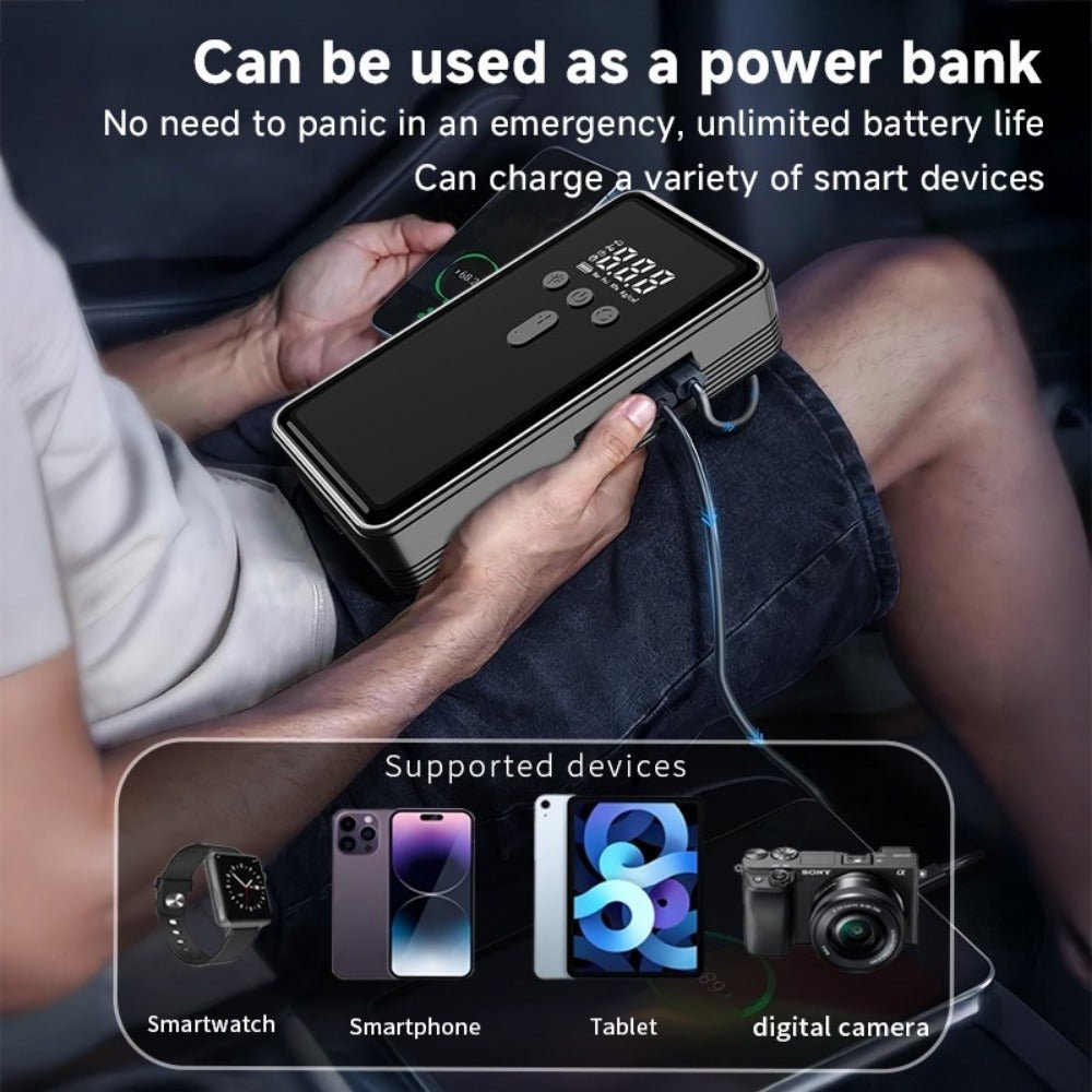 Car Battery Starter With Air Compressor 12V 2000A Car Battery Starter Digital Tire Inflator - 9 Boss Studio Mp3 store
