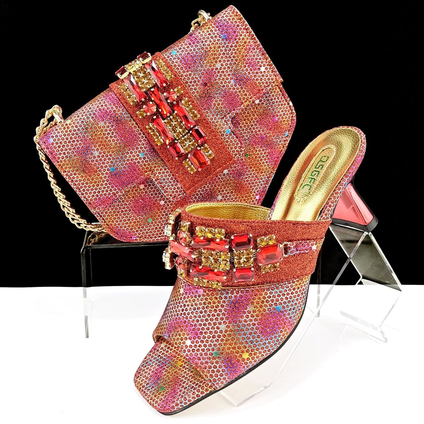 Women's Shoes And Bags Suit Camouflage Fabric Drill Buckle Decorative Casual High Heel Slippers - 9 Boss Studio Mp3 store