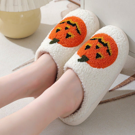 Halloween Pumpkin Cartoon Slippers Warm Winter Slippers Men And Women Couples Indoor House Shoes - 9 Boss Studio Mp3 store