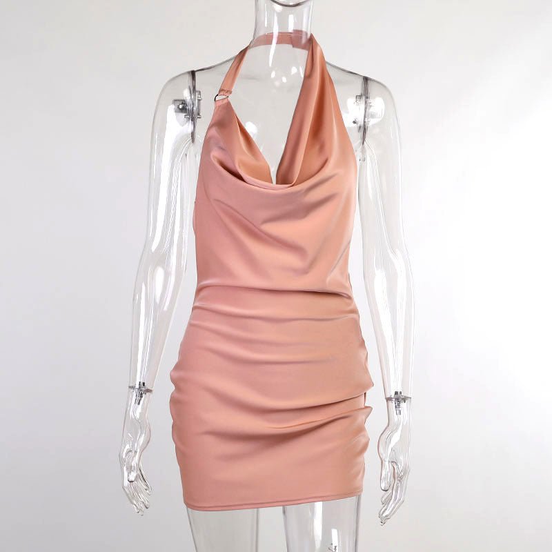 Satin Party Dress V Neck Backless Mini Sleeveless Summer Party Dress - 9 Boss Studio Mp3 store