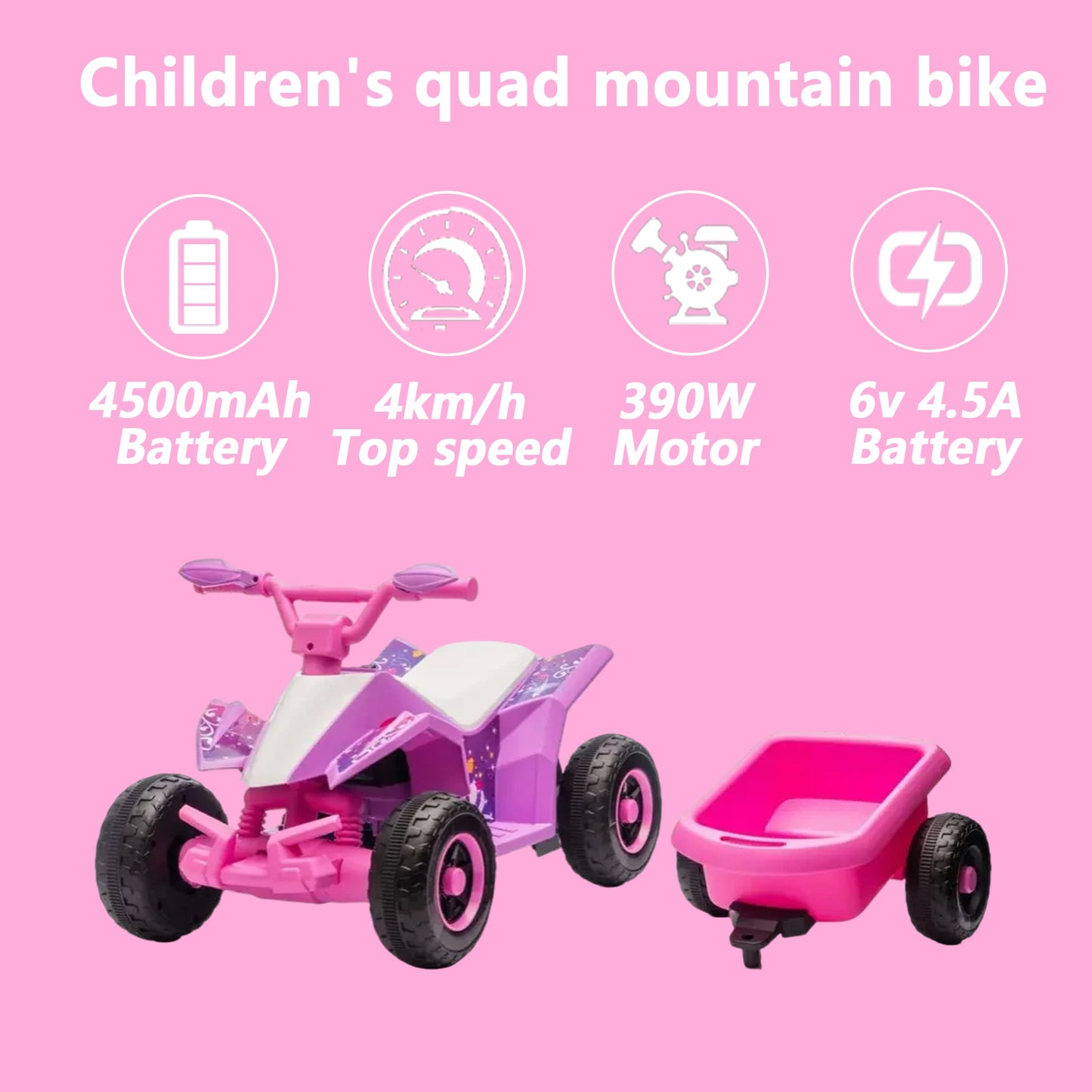 6V Battery Powered Kids Electric Vehicle, Kids Ride On ATV, 4 Wheeler Quad W Headlights, MP3, USB, Volume Control, Large Seat, Electric Ride On Toys Best Gifts For Age 3 - 6 Years Old - 9 Boss Studio Mp3 store