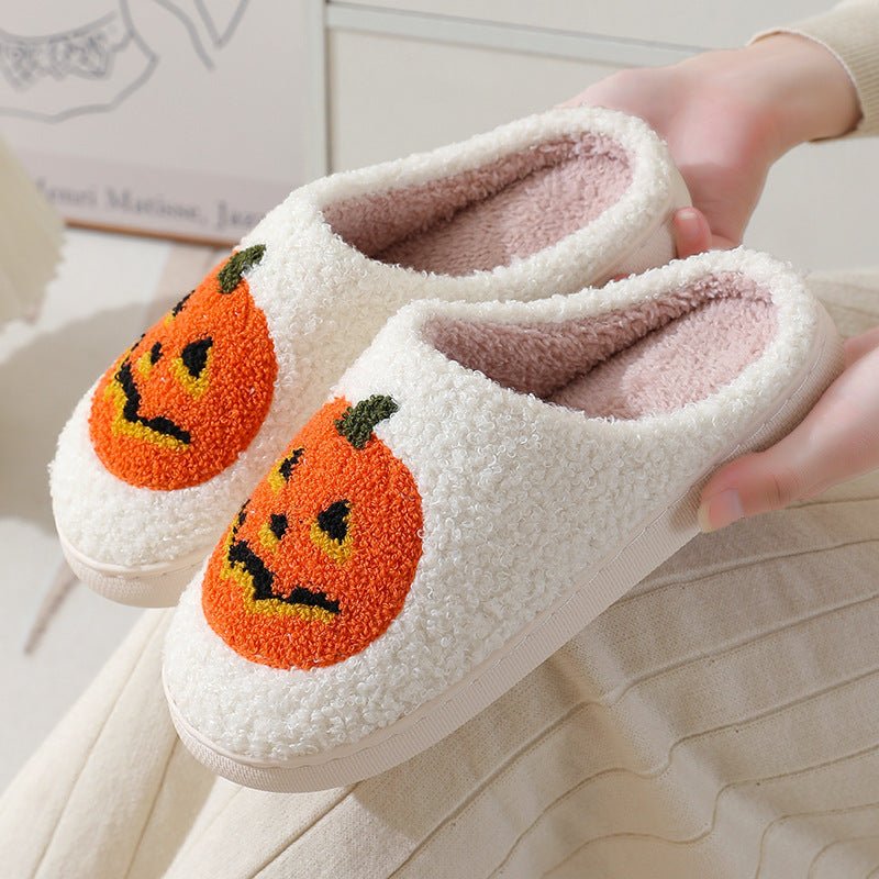 Halloween Pumpkin Cartoon Slippers Warm Winter Slippers Men And Women Couples Indoor House Shoes - 9 Boss Studio Mp3 store