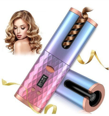 Rechargeable Automatic Hair Curler Women Portable Hair Curling Iron LCD Display Ceramic Curly Rotating Curling Wave Styer - 9 Boss Studio Mp3 store