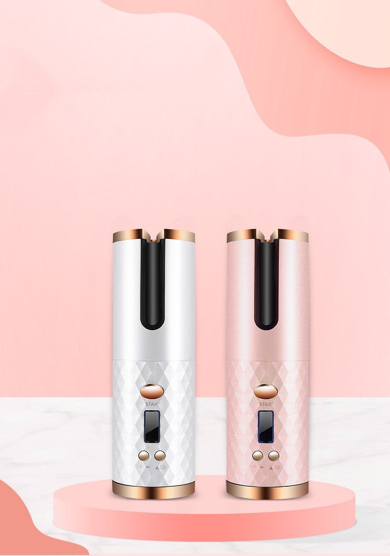 Rechargeable Automatic Hair Curler Women Portable Hair Curling Iron LCD Display Ceramic Curly Rotating Curling Wave Styer - 9 Boss Studio Mp3 store
