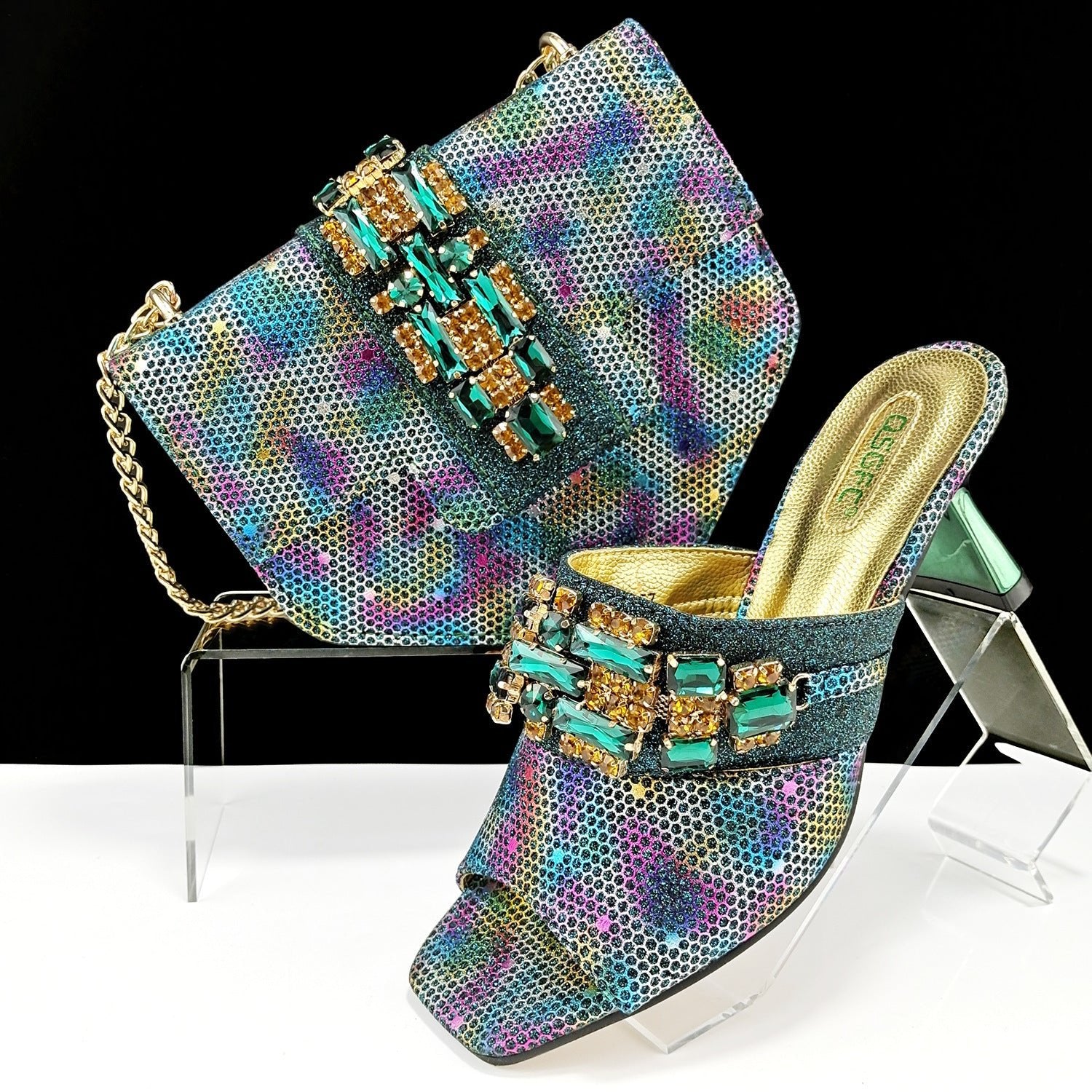 Women's Shoes And Bags Suit Camouflage Fabric Drill Buckle Decorative Casual High Heel Slippers - 9 Boss Studio Mp3 store
