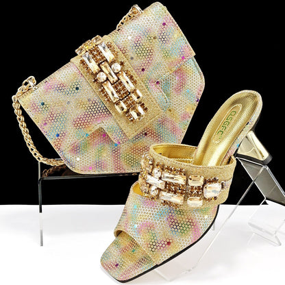 Women's Shoes And Bags Suit Camouflage Fabric Drill Buckle Decorative Casual High Heel Slippers - 9 Boss Studio Mp3 store