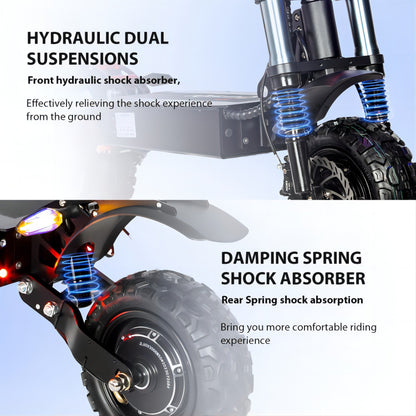 Electric Scooter With Seat, 6000W Power Dual Motor Top Speed 50MPH 60V 35Ah Battery 50 Miles Range, 11 Inch Off - Road Tires For Street Commuting And Limit Offroad - 9 Boss Studio Mp3 store