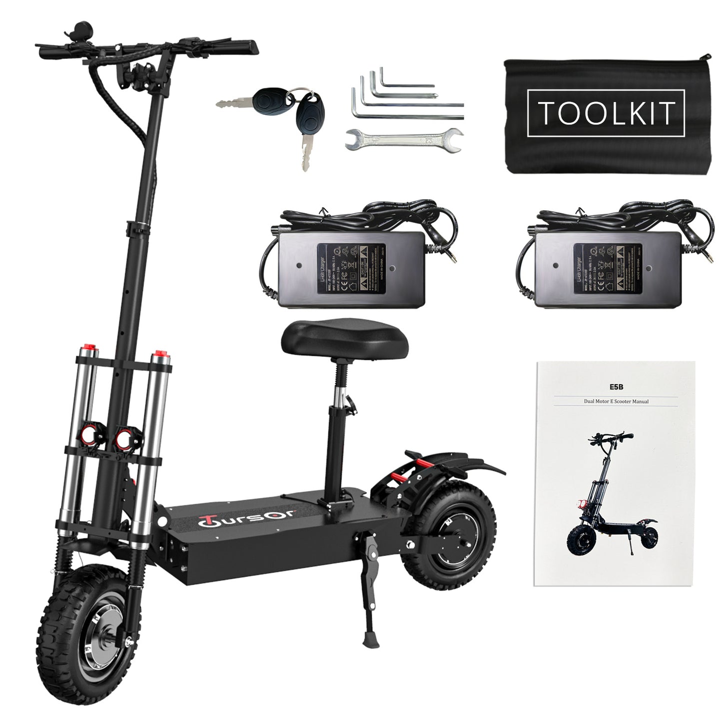 Electric Scooter With Seat, 6000W Power Dual Motor Top Speed 50MPH 60V 35Ah Battery 50 Miles Range, 11 Inch Off - Road Tires For Street Commuting And Limit Offroad - 9 Boss Studio Mp3 store