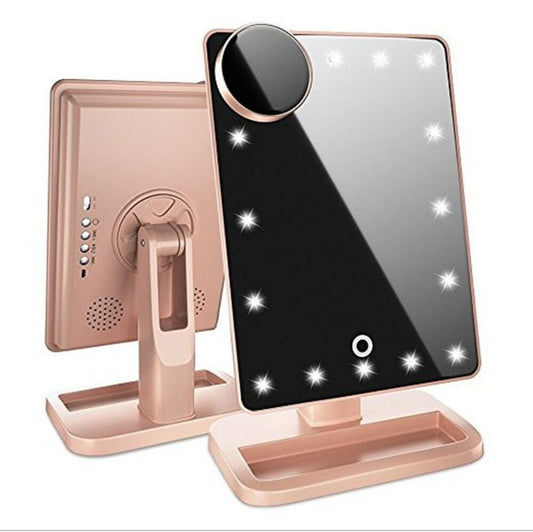 Touch Screen Makeup Mirror With 20 LED Light Bluetooth Music Speaker 10X Magnifying Mirrors Lights - 9 Boss Studio Mp3 store