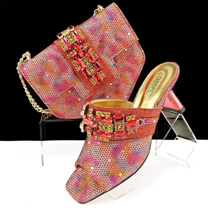Women's Shoes And Bags Suit Camouflage Fabric Drill Buckle Decorative Casual High Heel Slippers - 9 Boss Studio Mp3 store