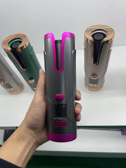 Rechargeable Automatic Hair Curler Women Portable Hair Curling Iron LCD Display Ceramic Curly Rotating Curling Wave Styer - 9 Boss Studio Mp3 store