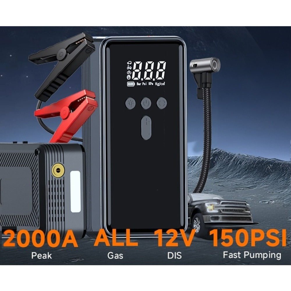 Car Battery Starter With Air Compressor 12V 2000A Car Battery Starter Digital Tire Inflator - 9 Boss Studio Mp3 store