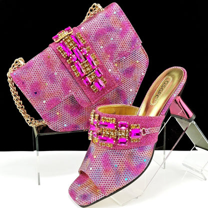 Women's Shoes And Bags Suit Camouflage Fabric Drill Buckle Decorative Casual High Heel Slippers - 9 Boss Studio Mp3 store